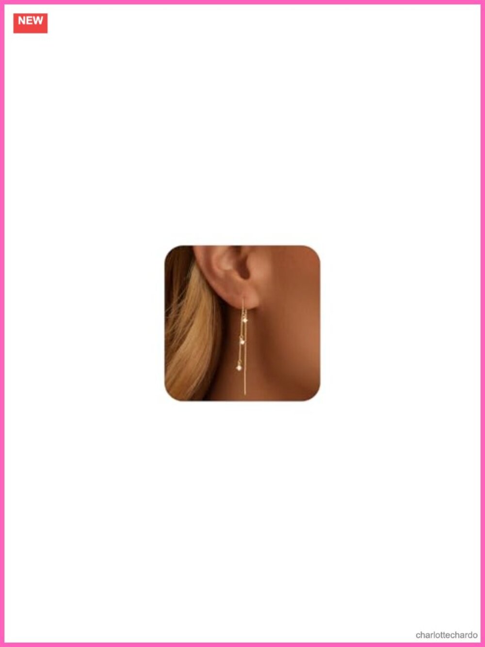 14K Gold Plated Dangle Earrings Non Tarnish Hypoallergenic Drop Chain Earrings